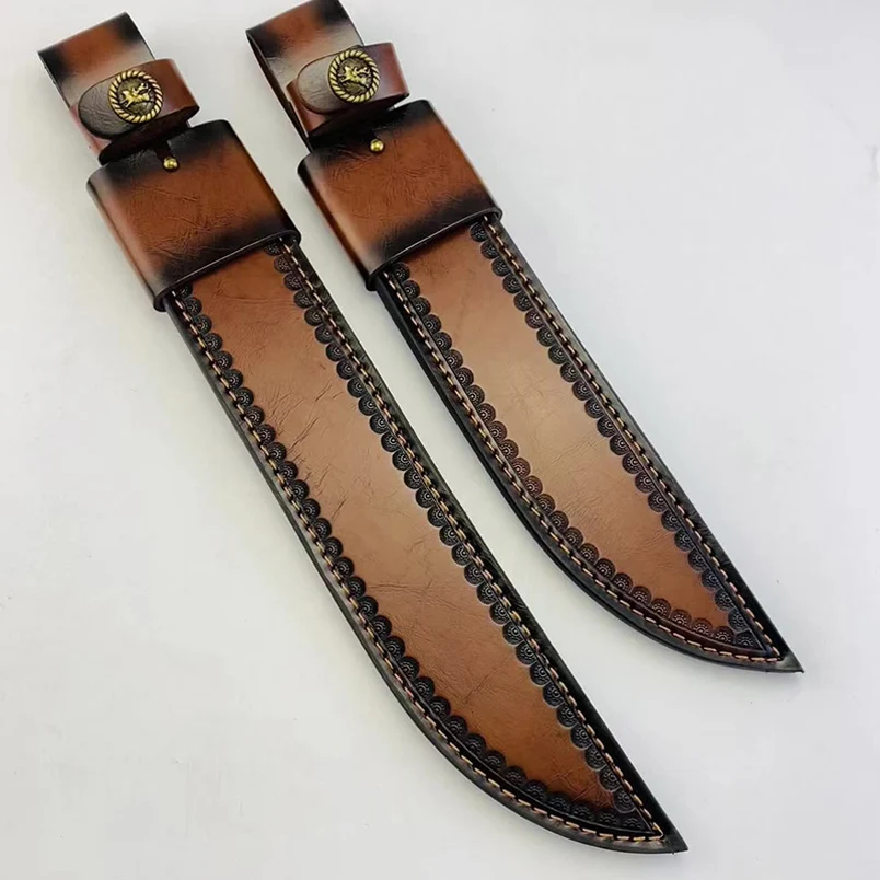 

2 размера, 397 мм, 337 мм, полная длина, натуральная воловья кожа, коровья кожа, ножны с фиксированным лезвием, большой прямой нож, чехол, держатели