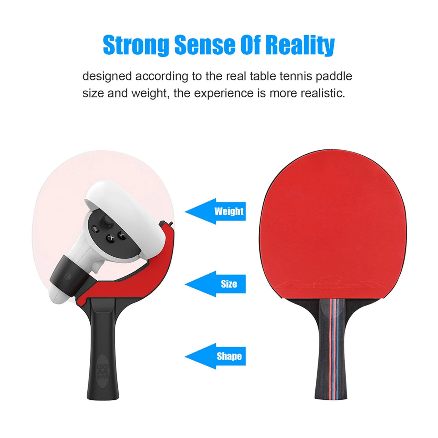 B49CTable Tennis Paddle Grip Handle for Oculus Quest 2 ​Controllers Playing Table Tennis VR Game for Quest 2 Accessories