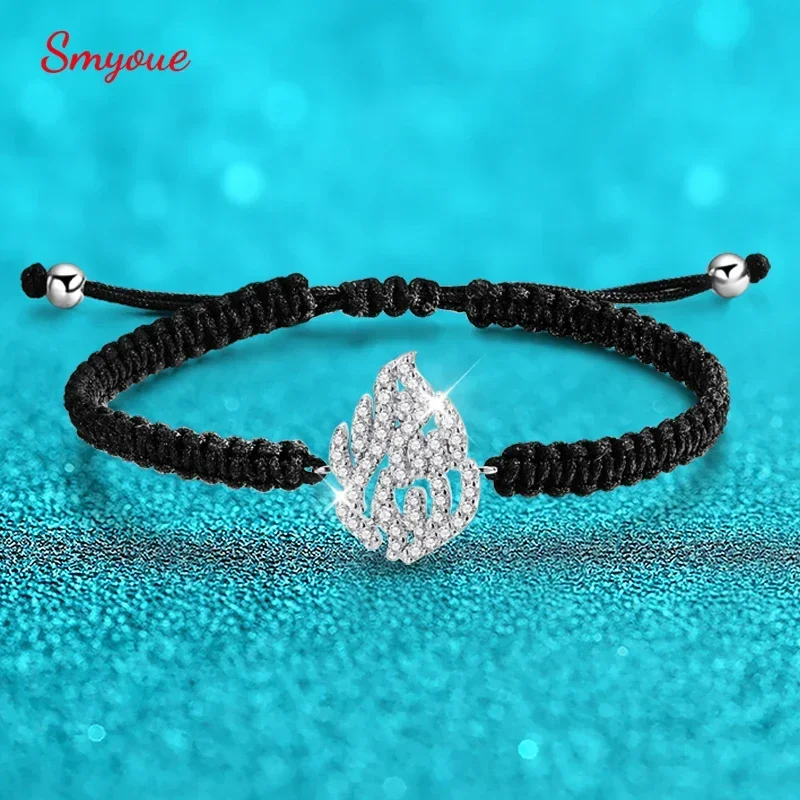 

Smyoue Braided-rope Real Full Moissanite Bracelet for Women Men Solid Silver 925 Chain Adjustable Haesh Sheli By ShiranAloni