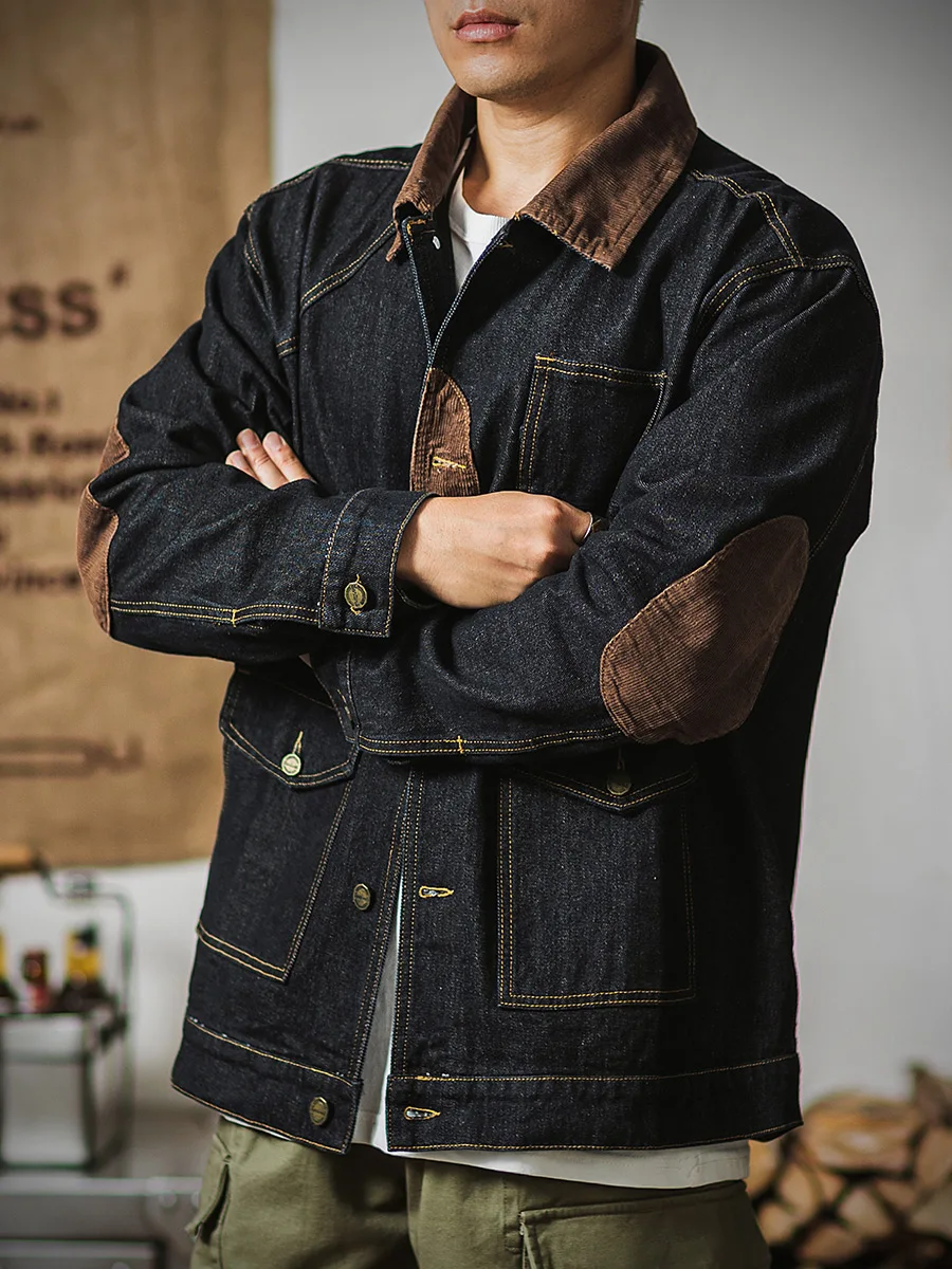 

American Retro Corduroy Waed Denim Jaet Men Spring Autumn Loose Casual Hard Hunt Jaet Men Youth Faion Pure Color