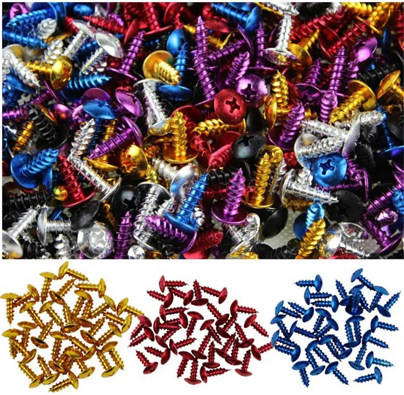 20pcs M5X14mm aluminum colorful self tapping  bike bolts kit fastener clips screw motocross accessories motorcycle screw