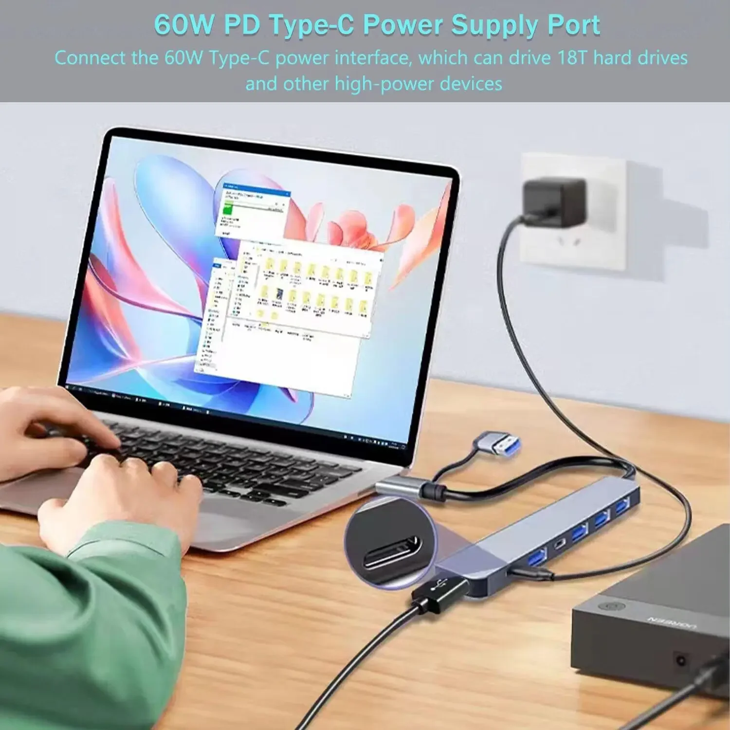 Rozgałęźnik USB typu C na stację dokującą HDMI 4K Thunderbolt 3, adapter do laptopa z PD SD TF RJ45 do Macbooka Air M1 iPad Pro