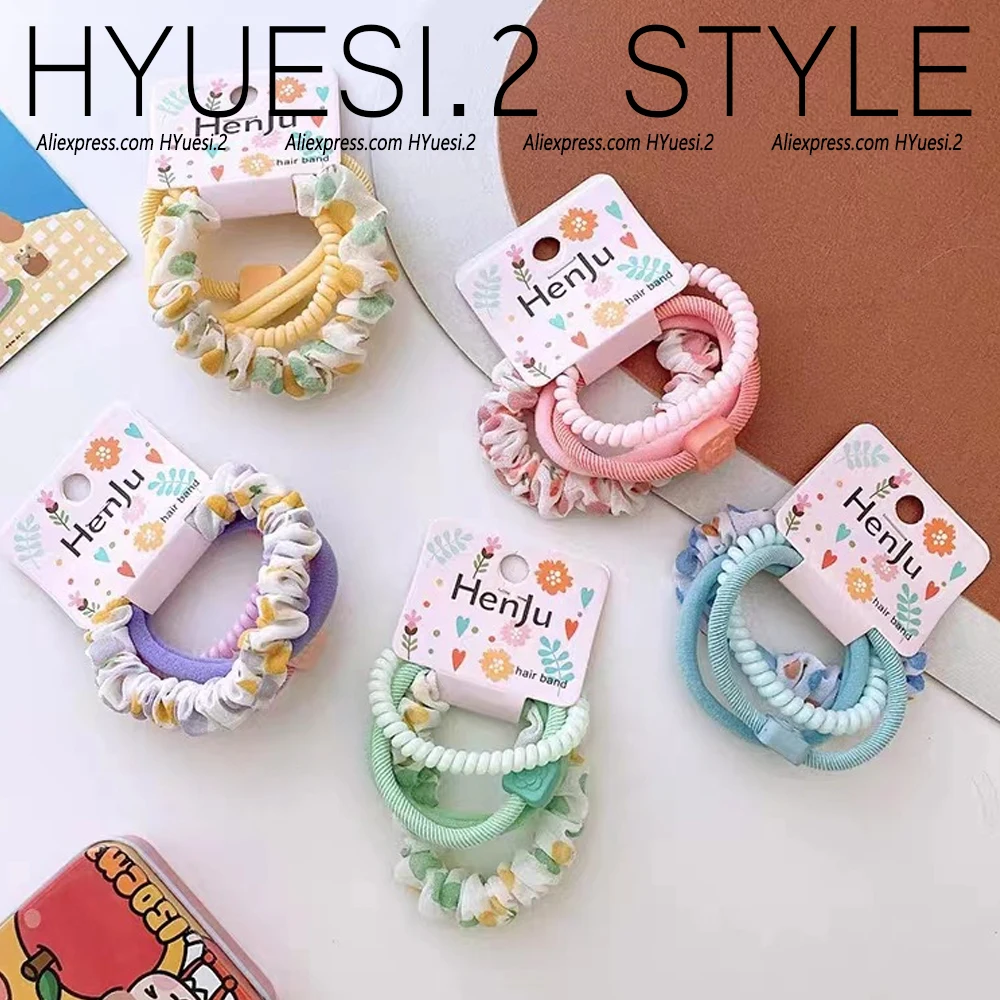 4pcs/Set Elegant Scrunchies Colorful Spiral Hair Ties Ropes Elastic No-Damage Ponytail Holder Rubber Band Women Girls Headwear