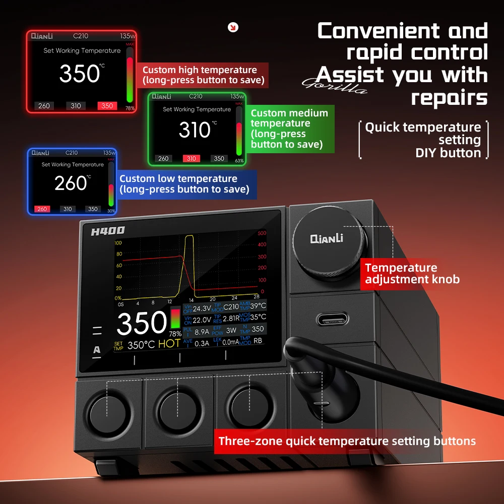 

Qianli H400 Smart Soldering Station for Mobile Phone Repair Motherboard Soldering Tool Precision Soldering Station
