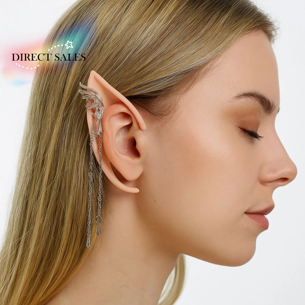 

1 пара милых латексных ушей эльфа с серьгами, накладные уши с крестом, женские серьги без пирсинга, манжеты для ушей, ювелирные изделия, аксессуары для косплея