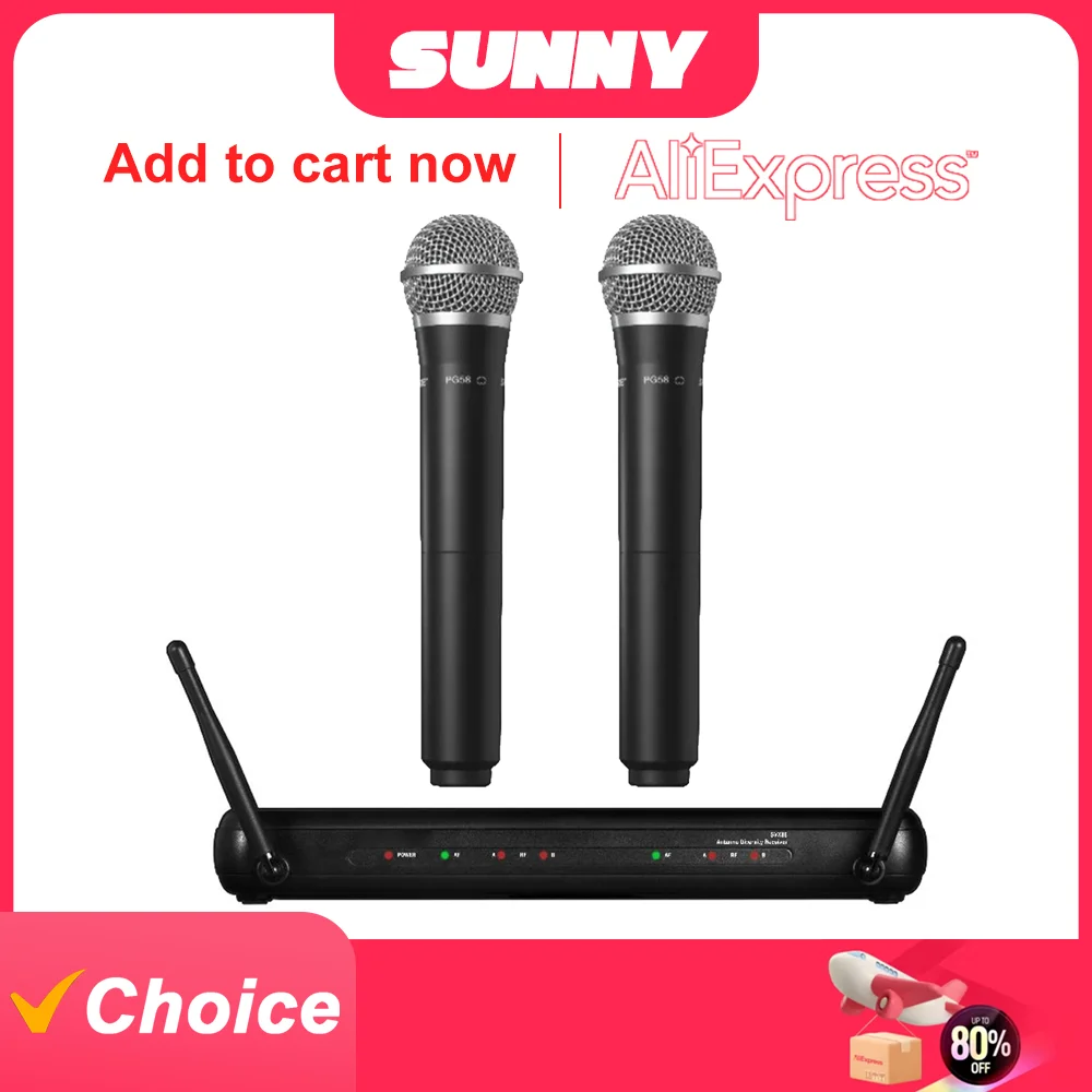 

SVX288 SVX188 PG58 Dual Vocal Handheld Wireless System SVX88 Dual Diversity Receiver for Karaoke Performance Church