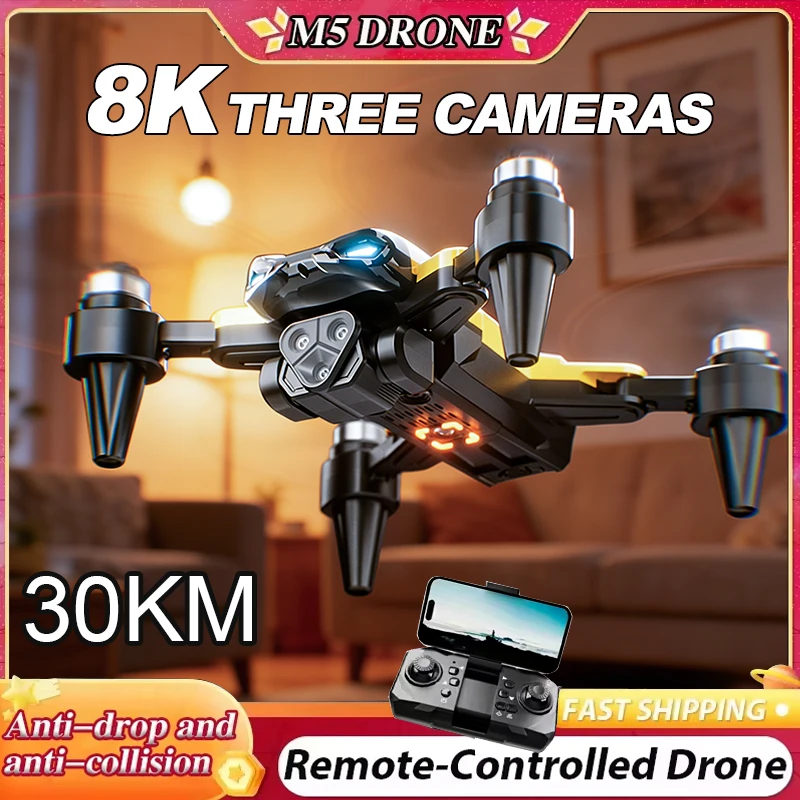 Folding RC Drone Modular 2000mAh Battery Long Flight Time Low Noise Durable Body Downward Lens Auxiliary Camera Wind Resistant Hobby Drone