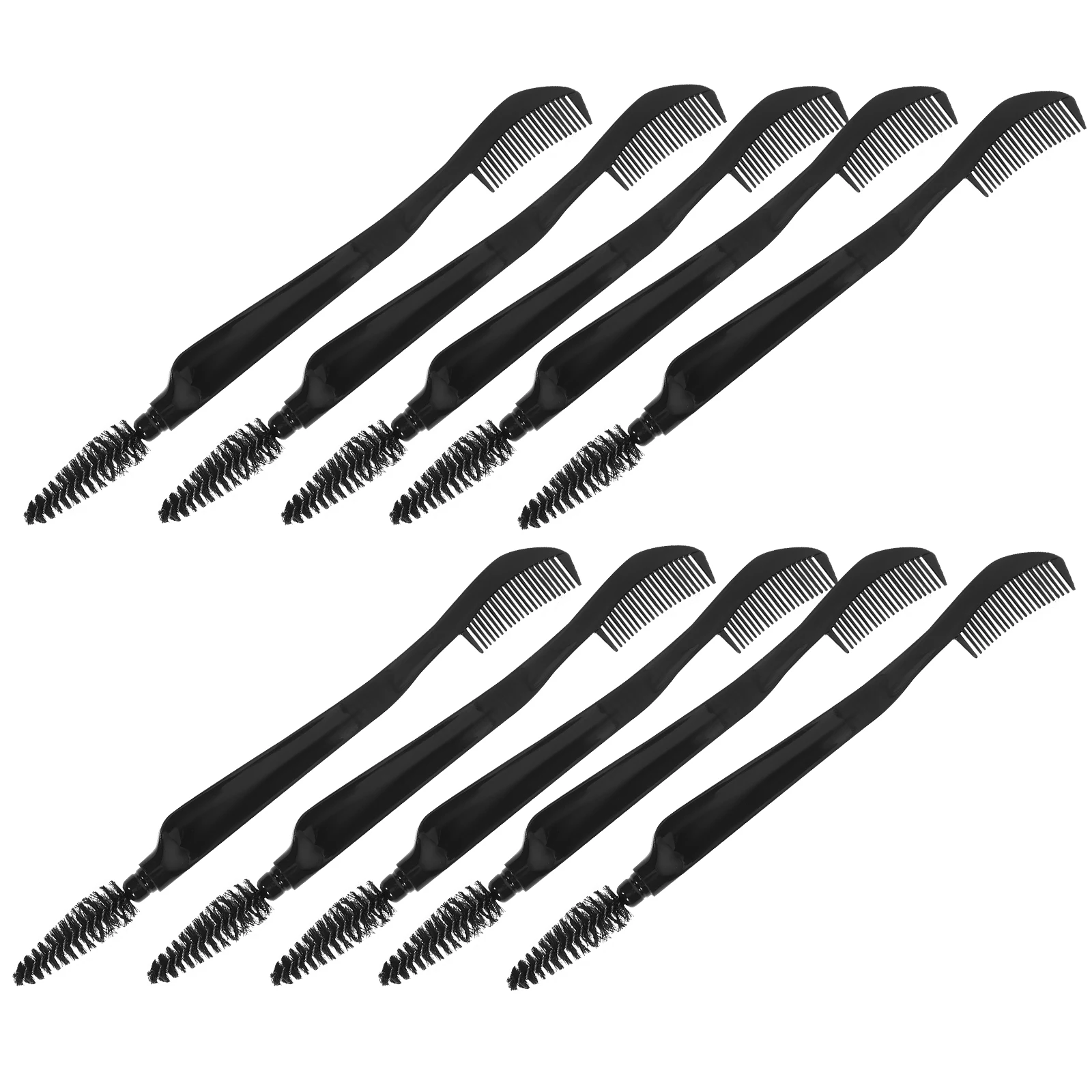

10 Pcs Eyebrows Brush Double-haired Makeup Brushes for Women Black Plastic Lash Miss
