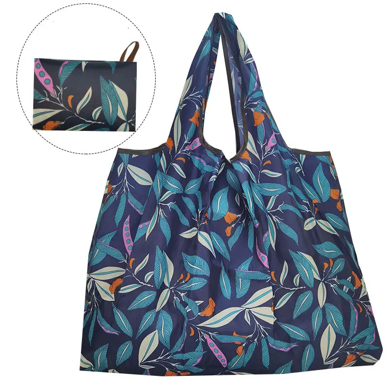 Reusable Grocery Bags Large-capacity Portable Tote Shoulder Bag Lightweight Print Handbag For Shopping Durable Nylon Shopper Bag