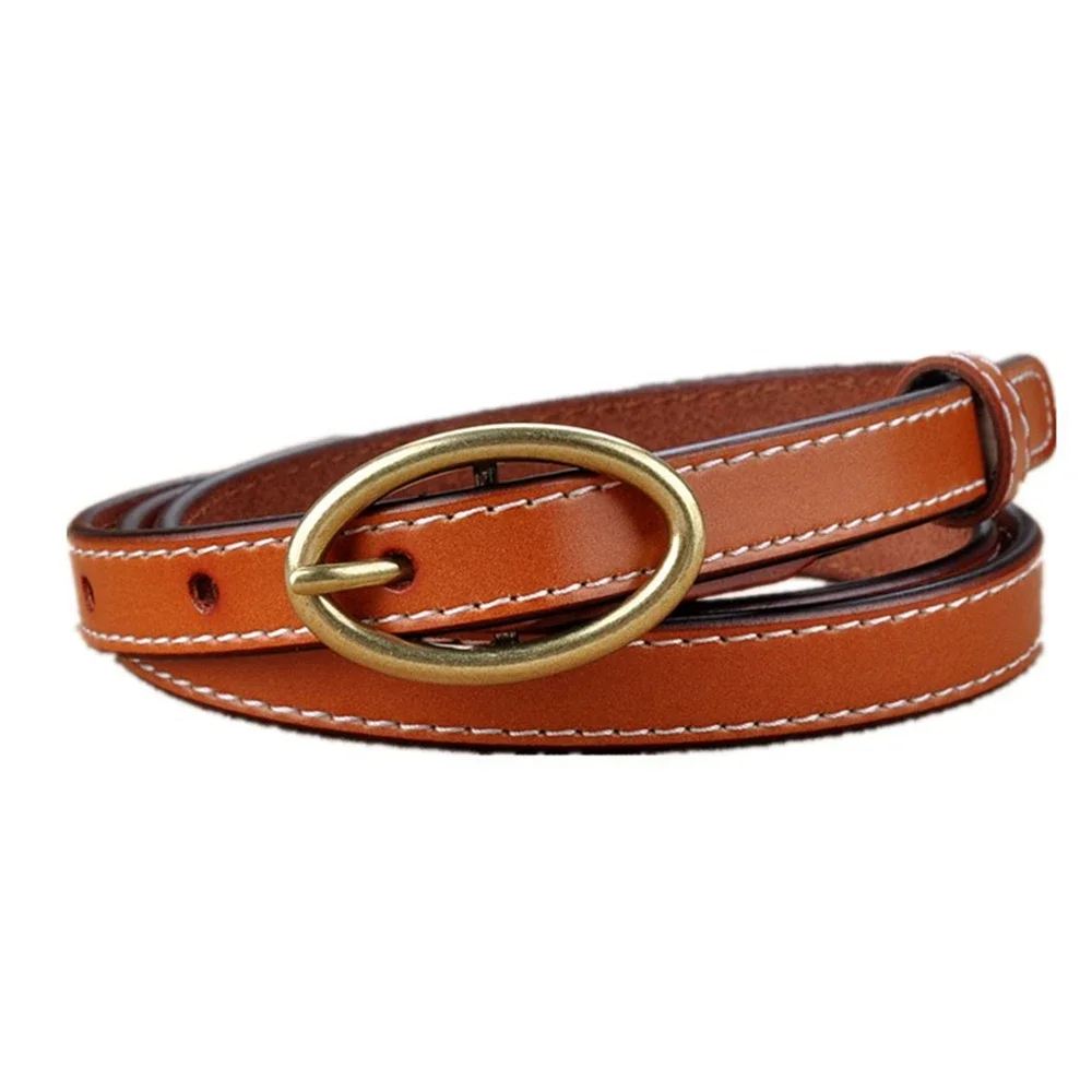 

Brown Vintage Women Belt Real Leather Thin Pin Buckle Waist Belts Women Pants Belt for Jeans Accessories Vintage White Black