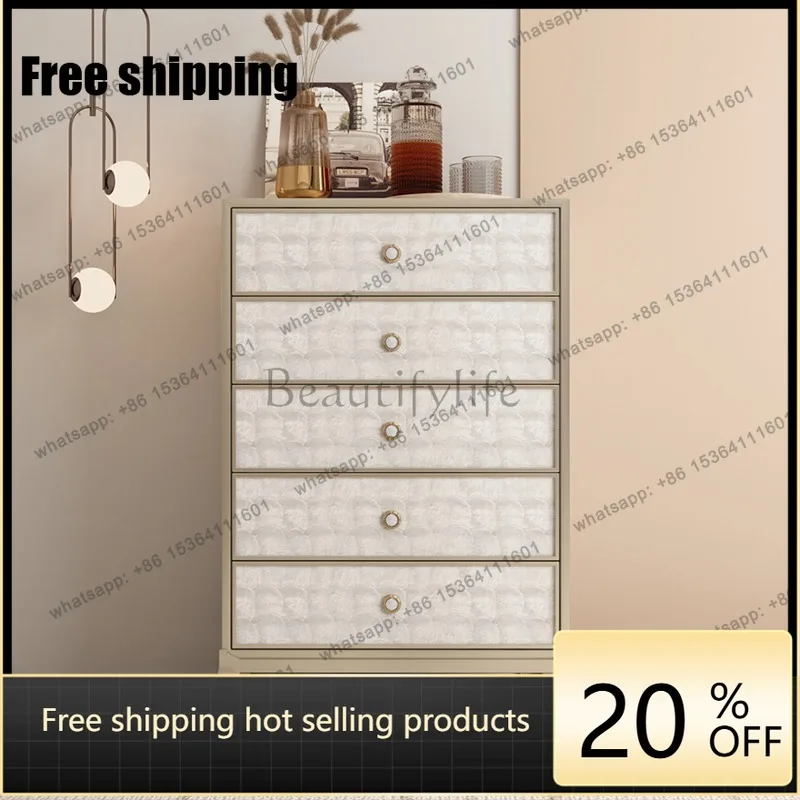 LX American light luxury solid wood seven chest cabinet bedroom TV cabinet modern simple living room storage drawer shell