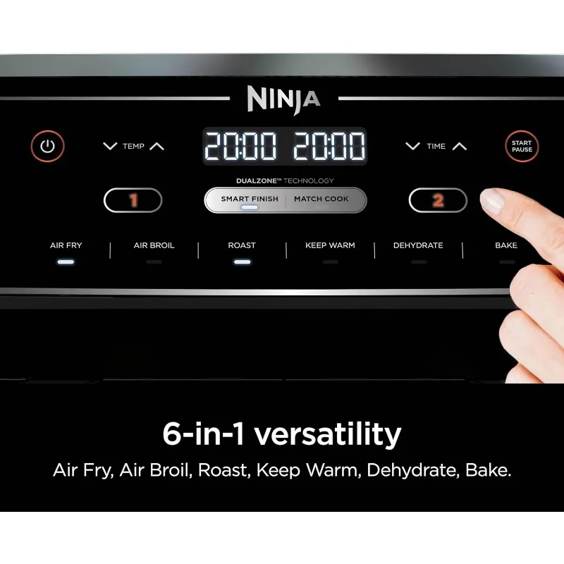 Ninja Dz302 Foodi 10-qt. 6-In-1 Dualzone Smart Xl Air Friteuse Met 2 Onafhankelijke Manden, Match Cook & Smart Finish Naar Air Fry