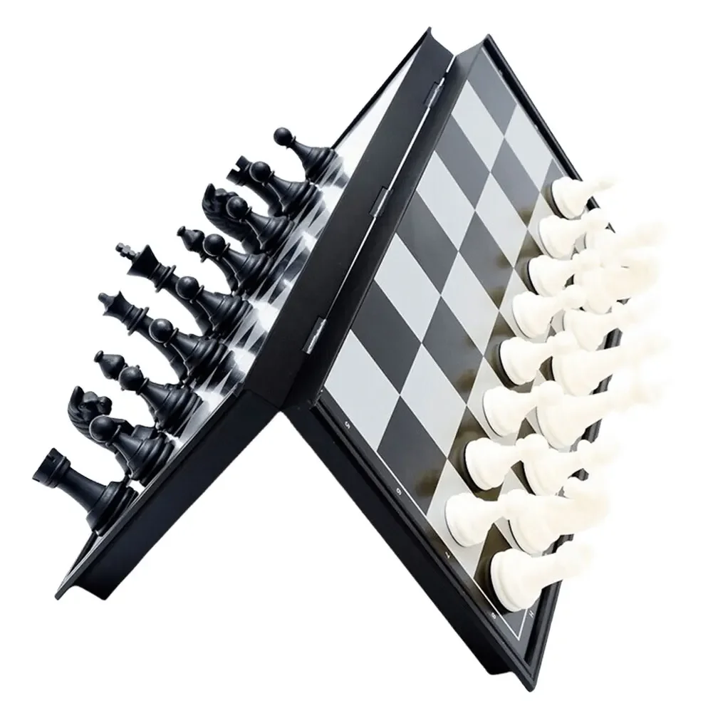 Zusammenklappbares magnetisches Schach, 19,5 x 19,5 cm, tragbares Schachbrett, internationales Schachspiel, Geschenk für Erwachsene, Kinder, Anfänger