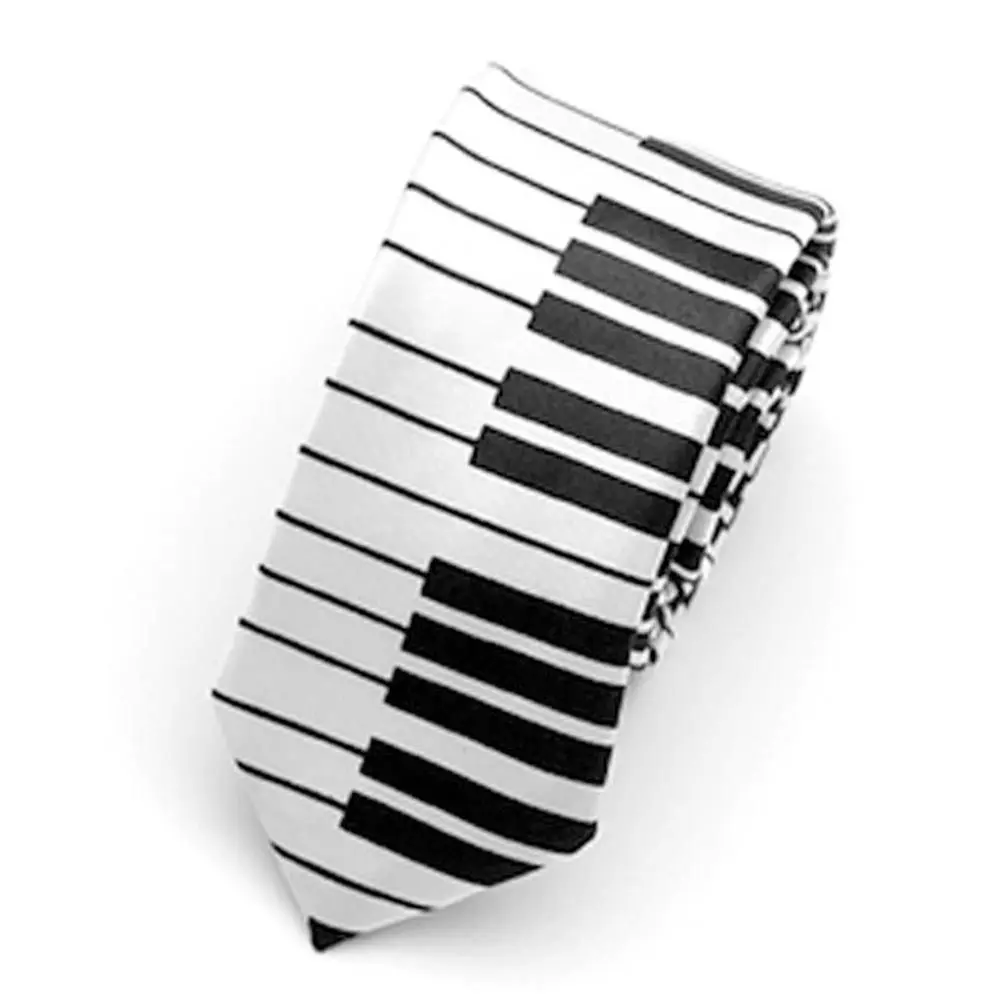 

Skinny Black & White Piano Men Tie Music Tie Casual Necktie