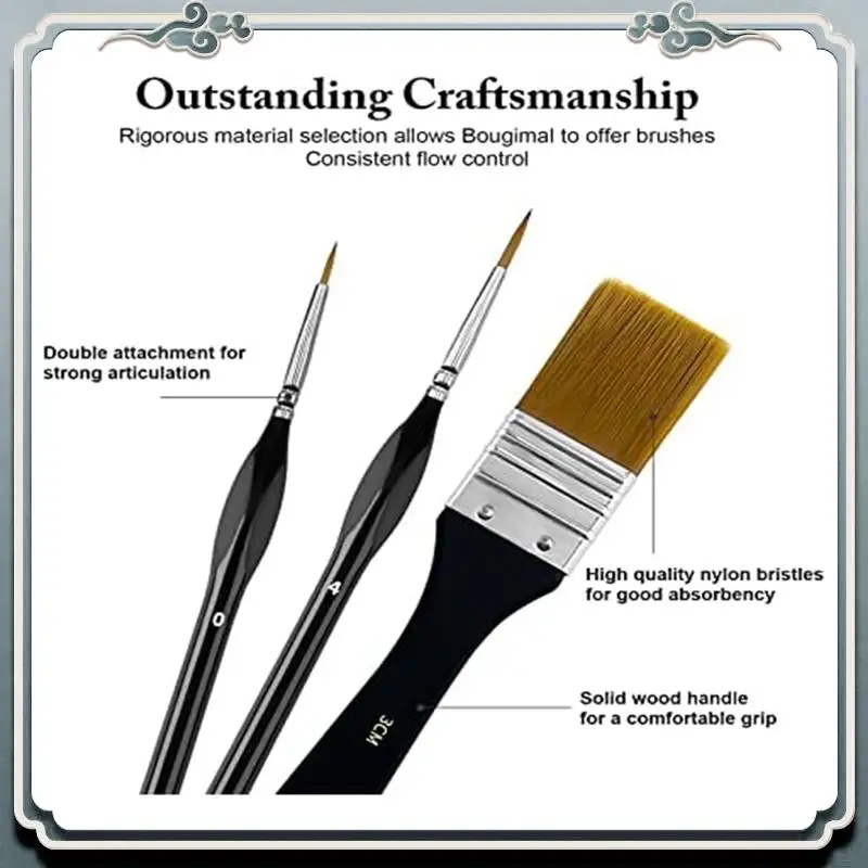 32 Pieces Paint Brush Set Artist Series Nylon Bristles With Round, Square, Flat, Fan Brush For Acrylic Painting, Oil