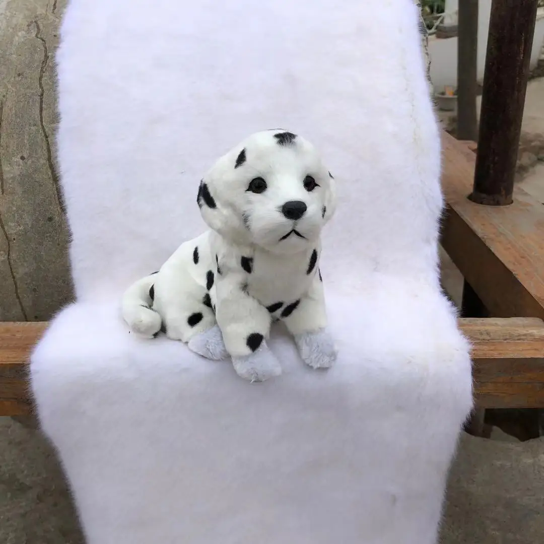Cute Squating Real Life Dog Model 17x18cm Plastic & Furs Simulation Spot Design Ideal Dog Gift