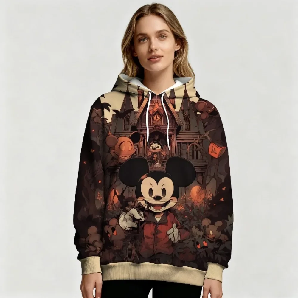 New Autumn/Winter Disney Mickey Mouse Halloween Vampire Theme Hoodie Warm Casual Pullover Fashion Outdoor Hoodie