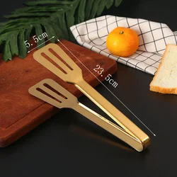 Gold Stainless Steel Food BBQ Tongs Kitchen Steak Clamp 7-Style Cake Meat Grilling Clip Serving Home Cooking Utensils