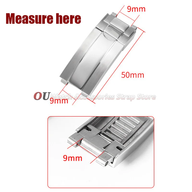 9x9mm Stainless Steel Watch Band Glide Clasp for Rolex DAYTONA SUBMARINER GMT Yacht-Master Fine-tuning Pull Button Watch Buckles image 5