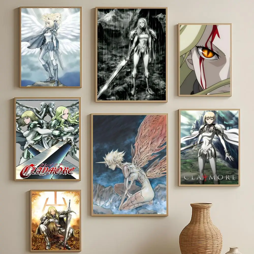 Action-Anime Claymore Poster HD Selbstklebend Wasserdicht Wandkunst Einfach Anzubringen Multi-Szenen-Dekoration