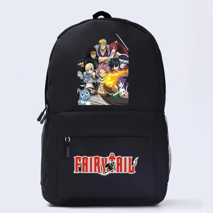 

32×45×12cm Black White, Fairy Tail, Anime, Student Kids Teens School Bags Large Capacity Mochilas Gift, Backpacks, Girls Boys