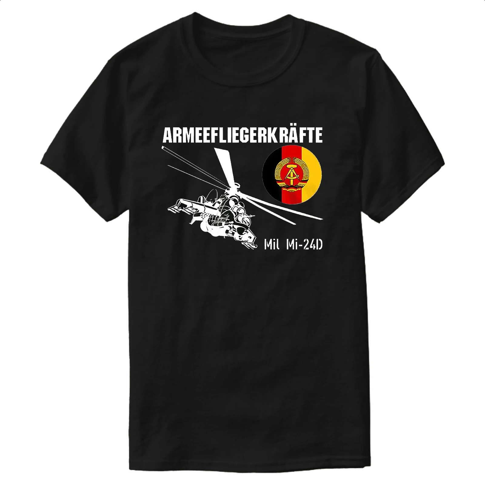 East Germany GDR Mil Mi-24D Hind Attack Helicopter T-Shirt 100% Cotton O-Neck Summer Short Sleeve Casual Mens T-shirt Size S-3XL