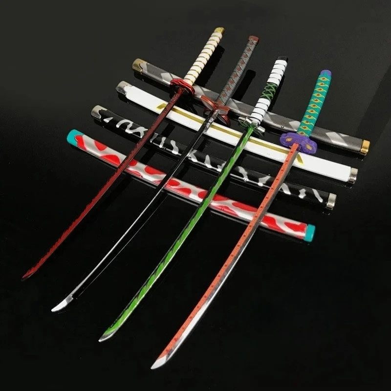Katana de Metal de 10 Pulgadas, Cuchillo Ninja de Anime Demon Slayer, Espada Damasco No Afilada, Katana Japonesa Real, Espada Samurai Original, Juguete de Regalo
