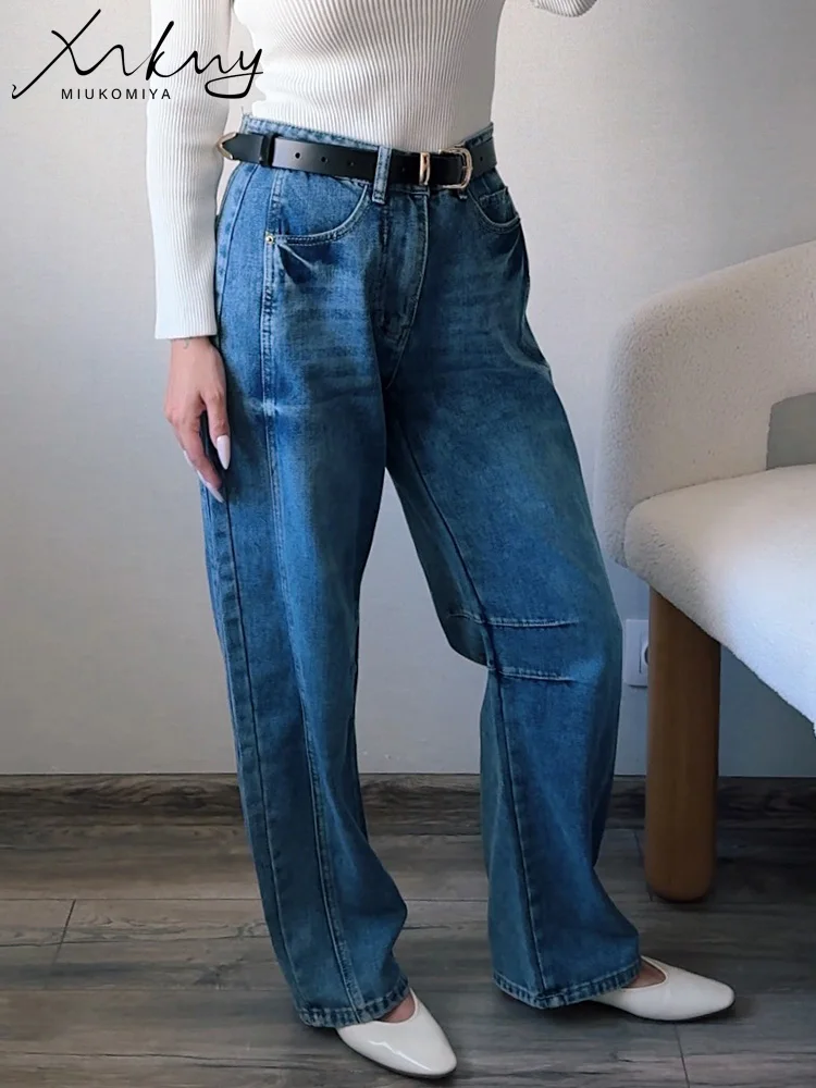 Straight Leg Jeans For Women 2024 Autumn White Wide Leg Denim Pants Ladies Loose Black Women Jeans Low Waist Denim Trousers