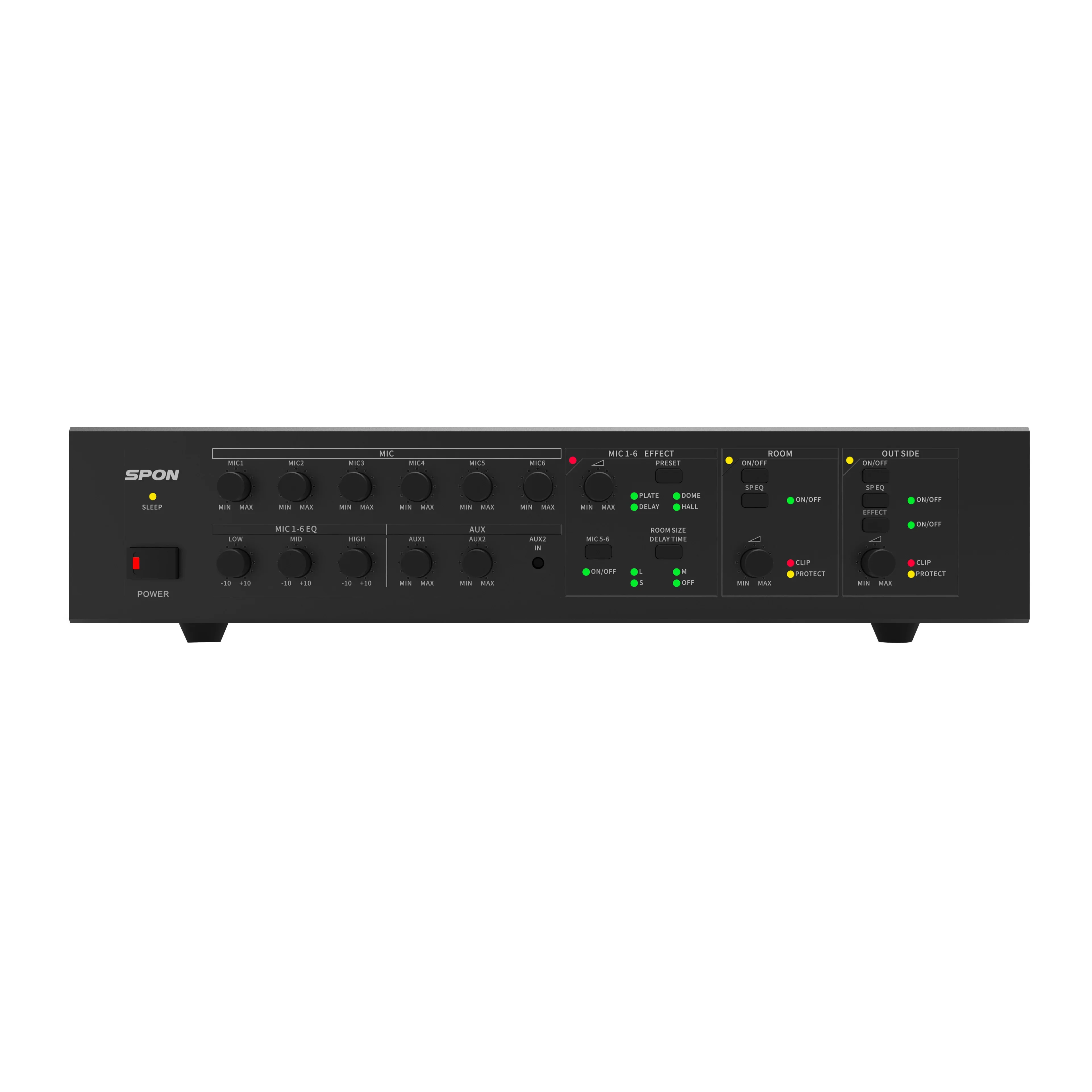 

SPON 6 Mic Channel Digital Mixer Amplifier for Mosque Sound System with Preset Effect