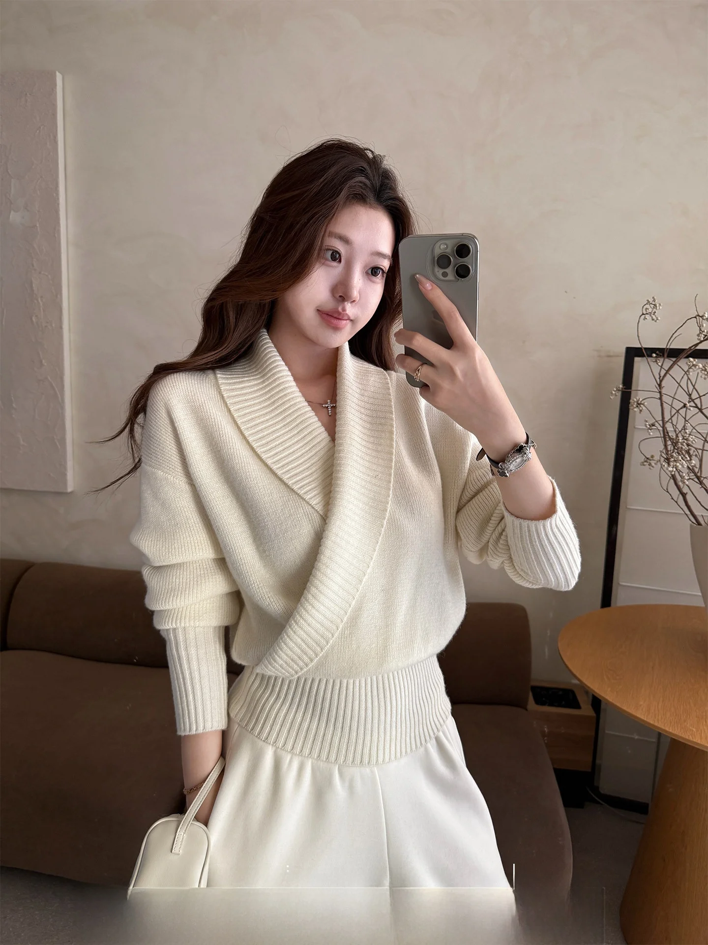 

Xzichic винтажный шерстяной вязаный свитер женский с v-образным вырезом, мягкий, приятный для кожи, новый зимний модный женский свитер Camere