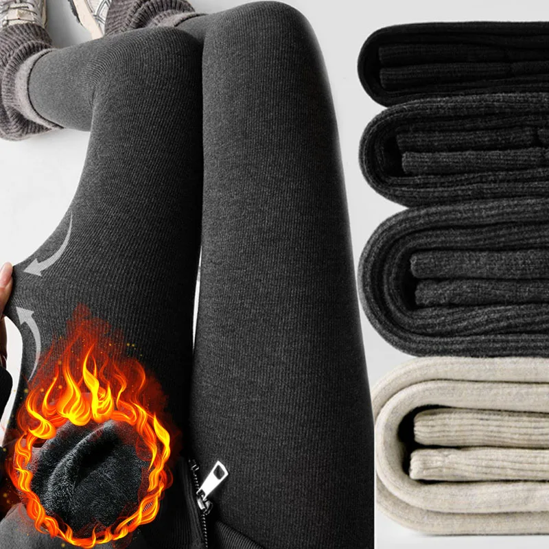 

Зимние женские колготки на флисовой подкладке, термоутепленные эластичные чулки бежевого и черного цвета, плюшевые теплые леггинсы с высокой талией