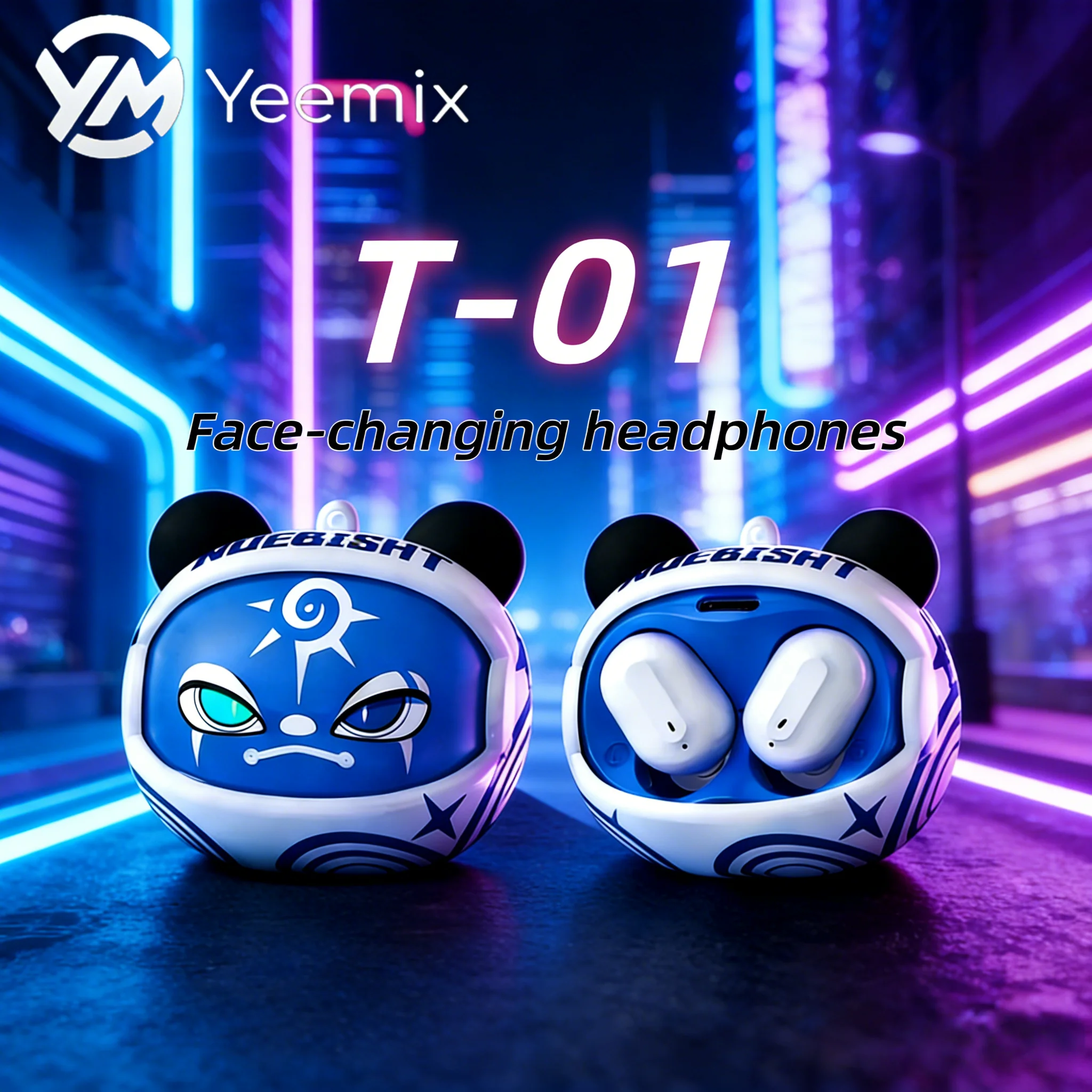 YEEMIX T01 New Face Changing Rotating Flip Gaming Earbuds Wireless Headphone Hifi Stereo In-Ear Touch Control Headset for Xiaomi