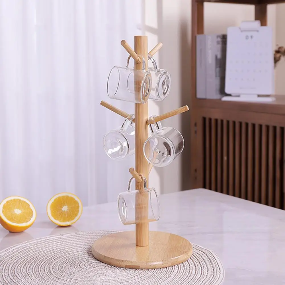 Water Cup Holder Detachable Coffee Mug Holder with 6 Hooks Detachable Cup Tree Space-Saving Cup Organizer for Home Kitchen