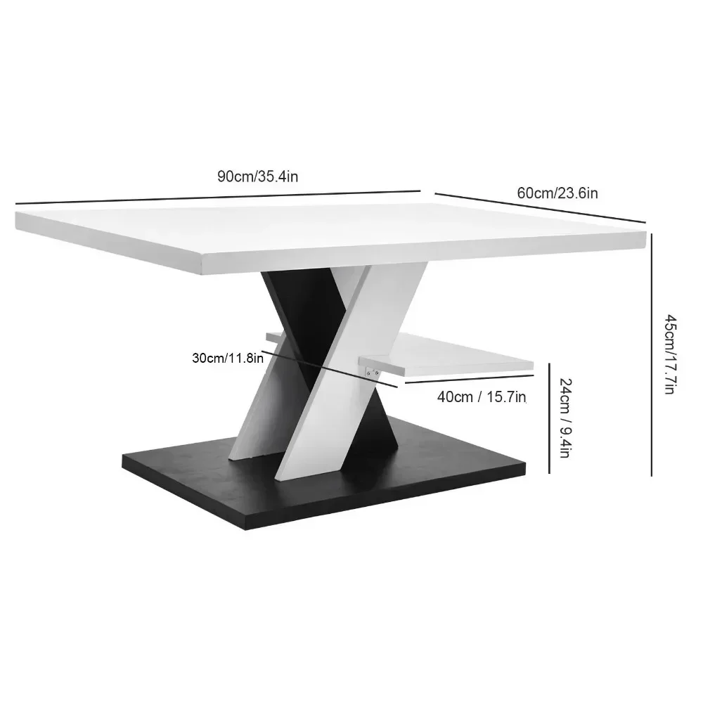 Modern Coffee Table Waterproof Large Capacity Stable Tea Table with Shelf for Home Living Room, Coffee Table