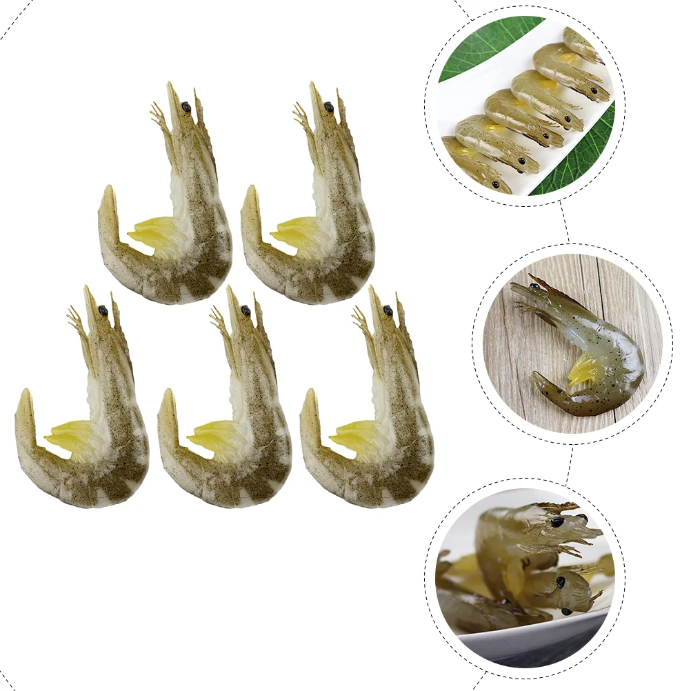 5 Pcs Fake Cooked Shrimps Artificial Decor Food for Decoration Plush Toy Animals Figurines Child