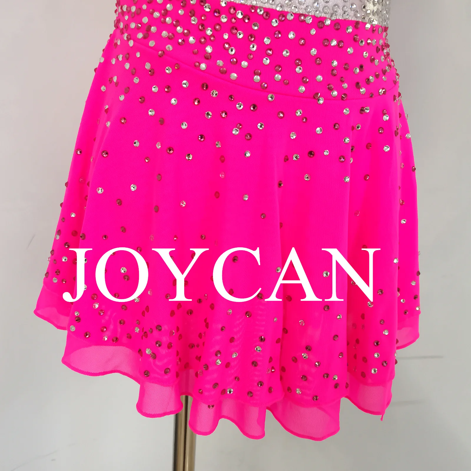 JoyCan платье для фигурного катания на льду для девочек, розовый спандекс, эластичная одежда для соревнований, танцевальная одежда по индивидуальному заказу