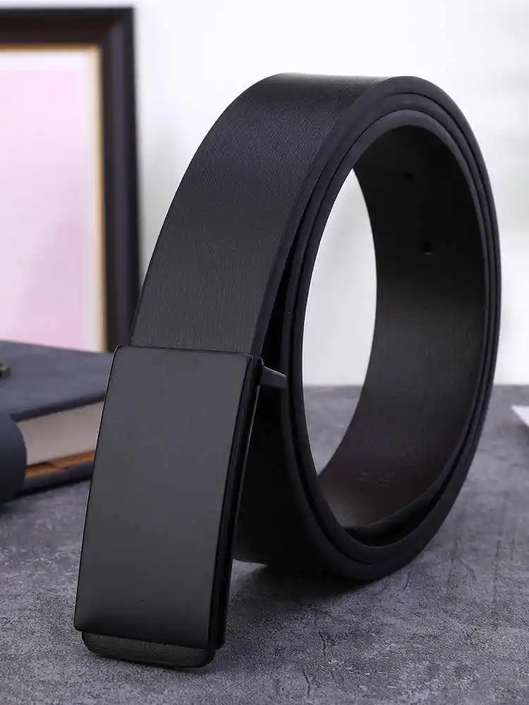 Men's leather belt,Mens belts, smooth buckle cowhide pants for middle-aged and young people, business casual belt