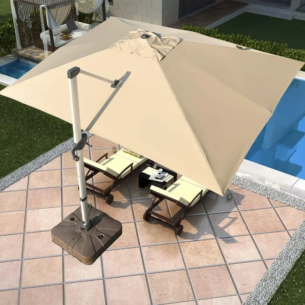 

10x13FПрямоугольный консольный зонт с перекрестным основанием, сверхмощный большой зонт для патио, вращение на 360 градусов, открытый смещенный зонт