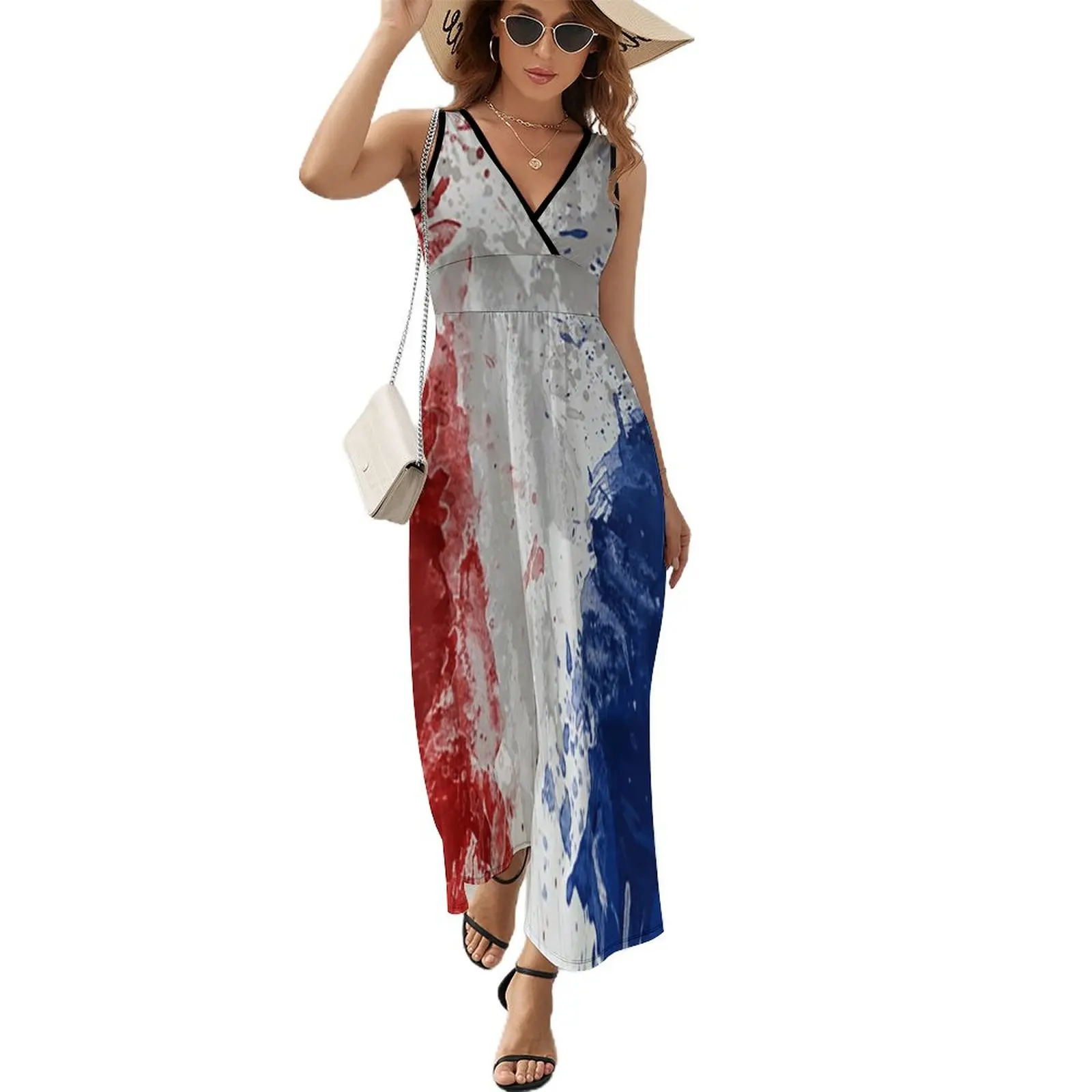 

Red White and Blue Sleeveless Dress women's summer clothing 2023 women dresses