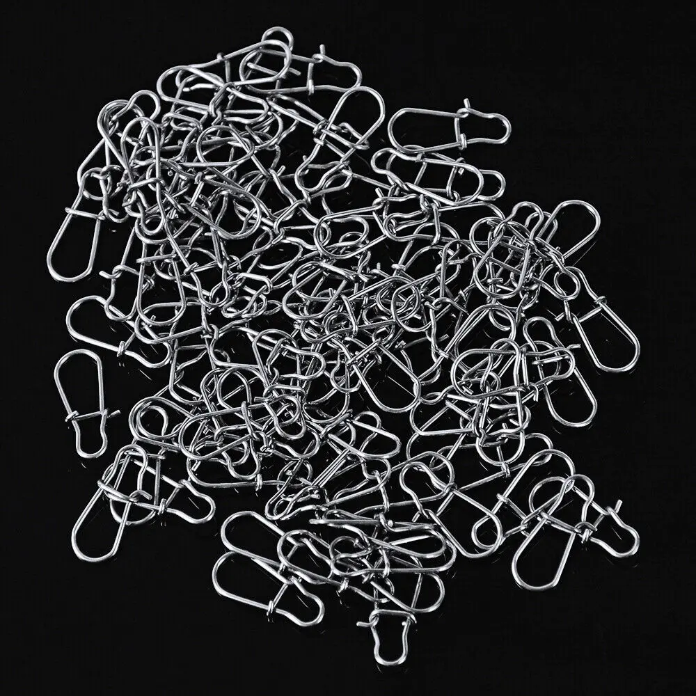 

PROBEROS Lot 100pcs Nice Fastlock Snap Fishing Barrel Swivel safety snap 12mm-33.5mm Swivel Snap 0#-8# fishing swivels Zqbz