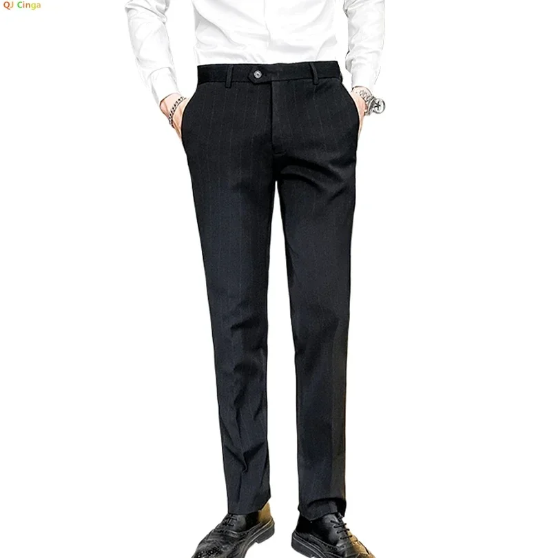 

Black Men's Suit Pants, Business Casual Striped Trousers, Asian Size 29-38, Blue Gray Burgundy Available, Plaid Pant