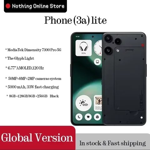 In Stock Nothing Phone (3a) Lite Global Version MediaTek Dimensity 7300 Pro5G 6.77 AMOLED 120Hz 5000mAh 50MP Camera