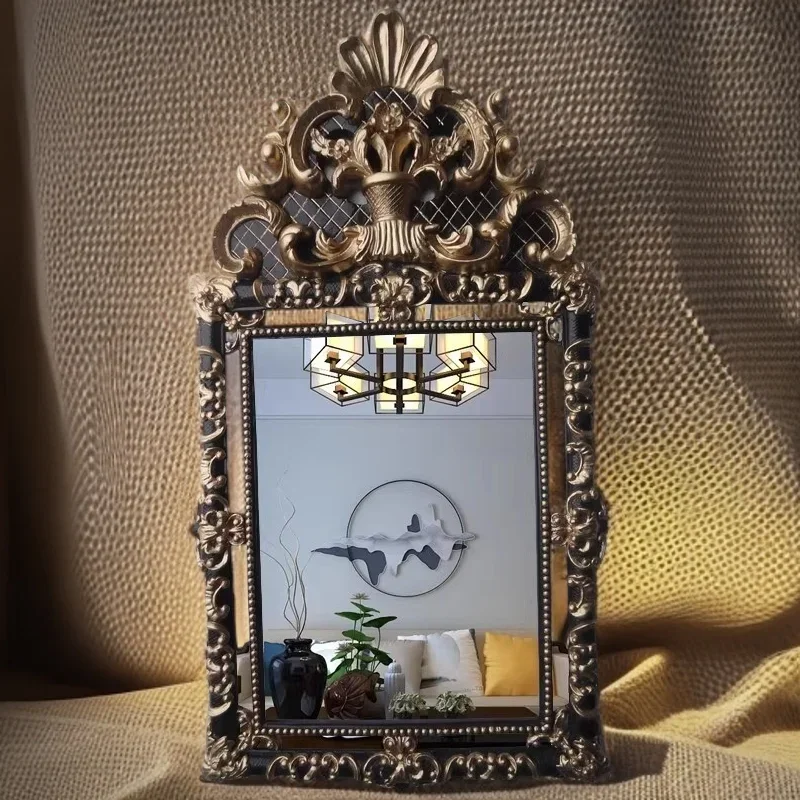 European home entrance decorative mirror American country luxury rectangular vanity mirror bathroom mirror