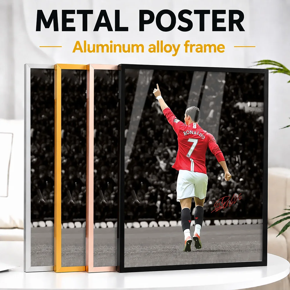 Cristiano Ronaldo Number Seven Salute Framed Metal Poster Personalized Victory Tribute Wall Art For Football Fans Decorating Gym