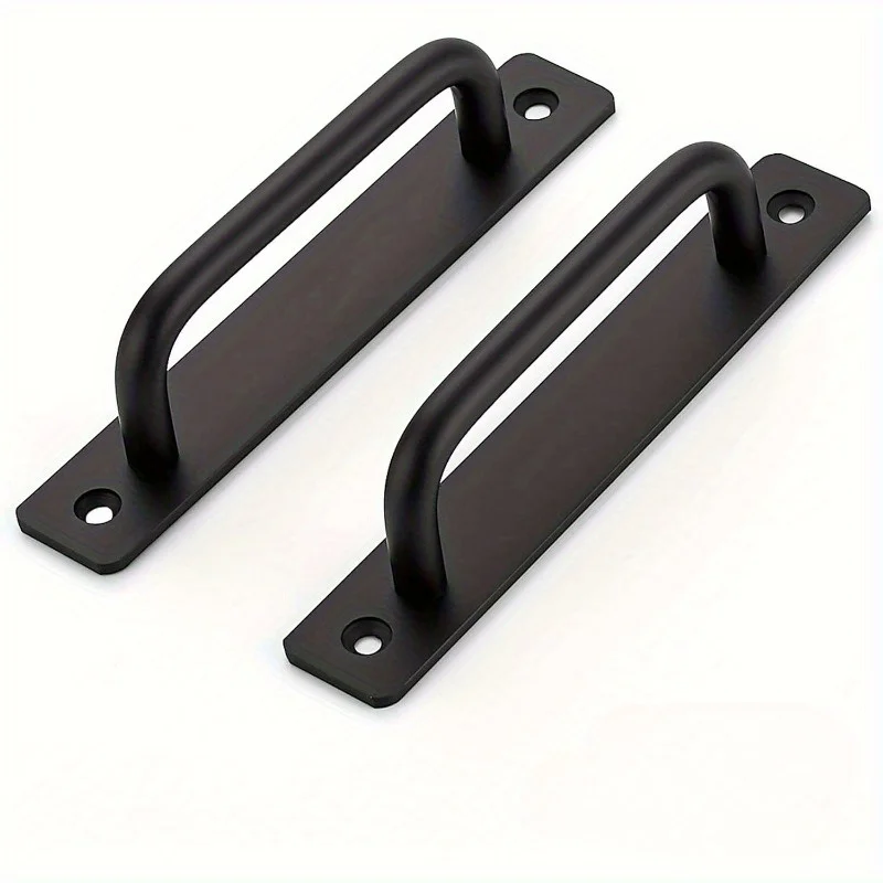 

2pcs Barn Door Handles, Sliding Handle, Black Cabinet Handles, Pull Handle, Aluminum Alloy Pulls with Plate