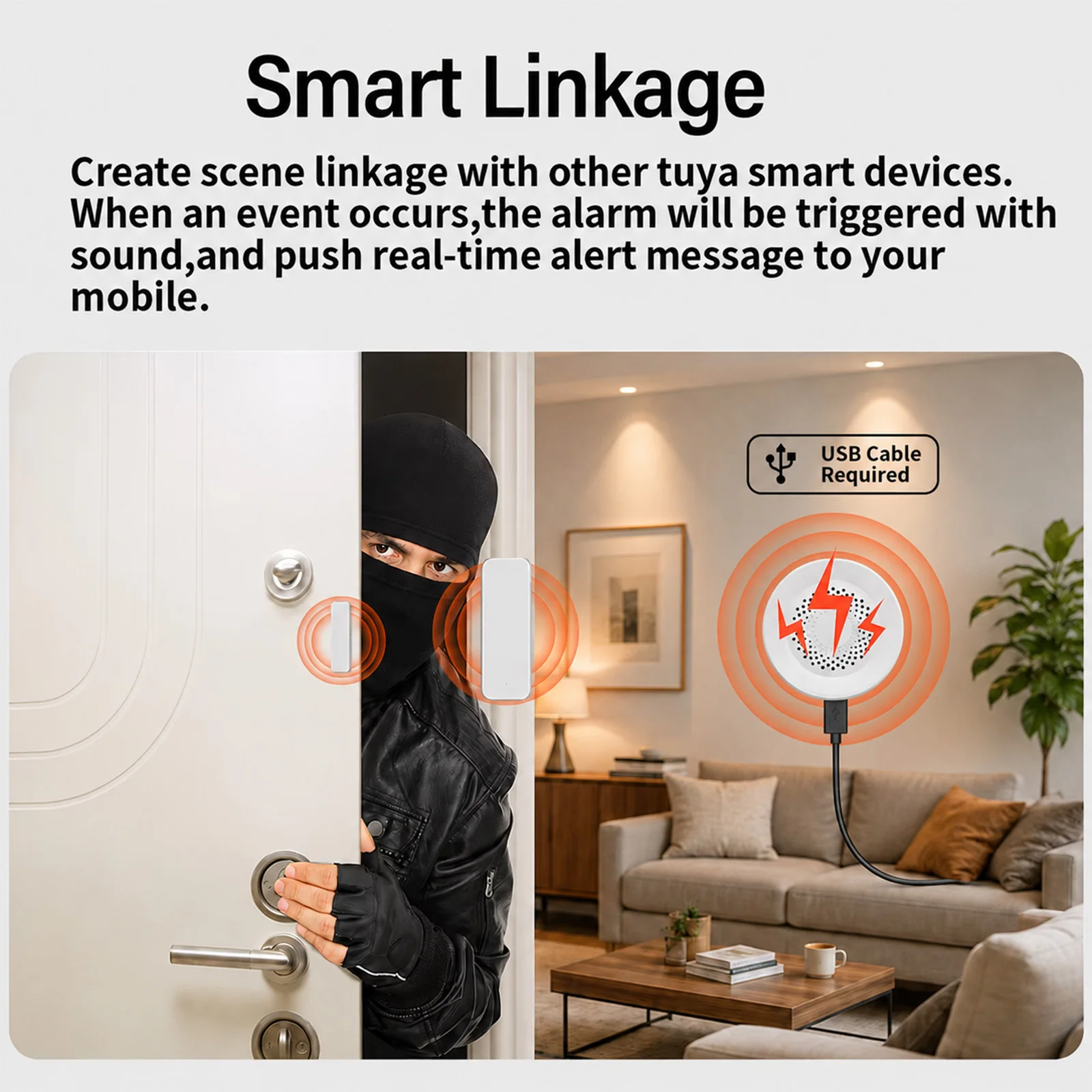 Tuya Zigbee Siren Alarm 100dB Smart Buzzer Home Security Alarm Works With Alexa Yandex Alice Requires Tuya Zigbee Hub