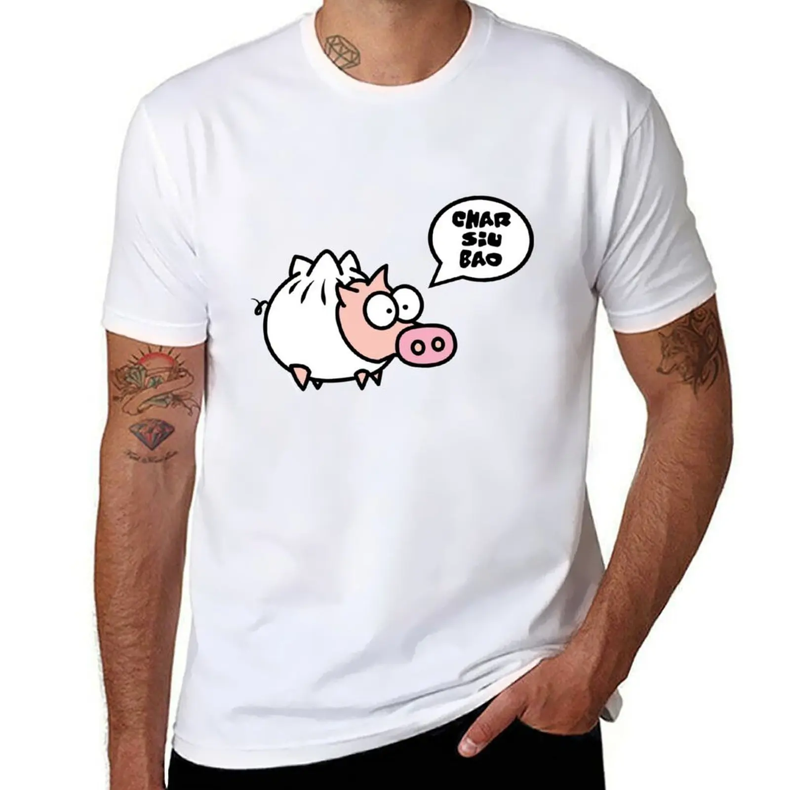 Dim Sum Pig-Camiseta Char Siu Bao, camisetas de diseñador para hombre, paquete de Camiseta de algodón