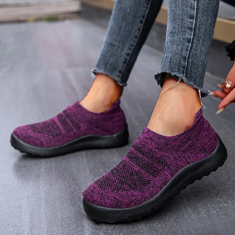 Fashion 2024 New Casual Shoes Sneakers For Women Plus Size Breathable Sneakers Women Slip On Sock Ladies Shoes Ladies Flat Shoes