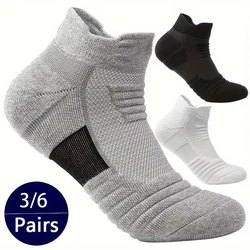 3/6/12 Pairs Mesh Sports Terry Socks Cushioned Moisture-managing And Durable Reduces Foot For Running Hiking Cycling Baskateball