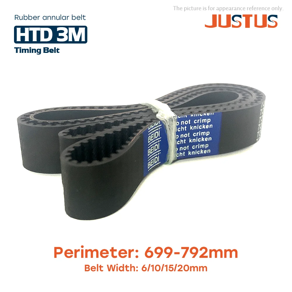 HTD 3M Synchronous Timing belt length 699/708/711/720/726/732/735/738/750/753/765/768/789/792/795mm Rubber closed